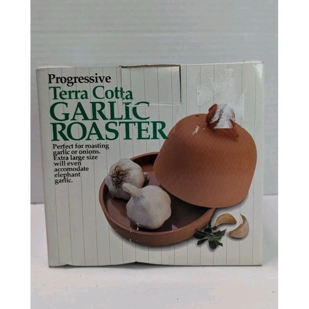 Progressive Terra Cotta Garlic Roaster XL Clay Dome Lid Vented GGR-425 NIB